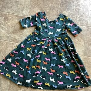 Colorful Horse Print Kids Dress